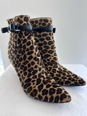 kate spade Leopard Print Ankle Boots with Black Strap